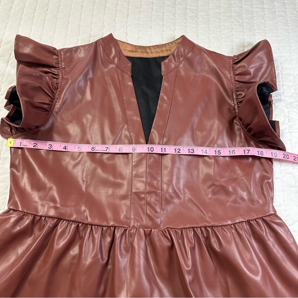 Entro Gliding Along Charlene Dress Chocolate Faux Leather Tiered Dress - Picture 8 of 16